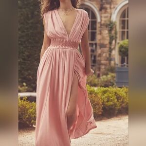 NWT Free People Devon Midi Dress Rose Pink Size L